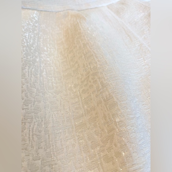 Banana Republic Pleated Ivory Metallic Textured Pencil Skirt Knee Length sz‎ 14 - Picture 7 of 10